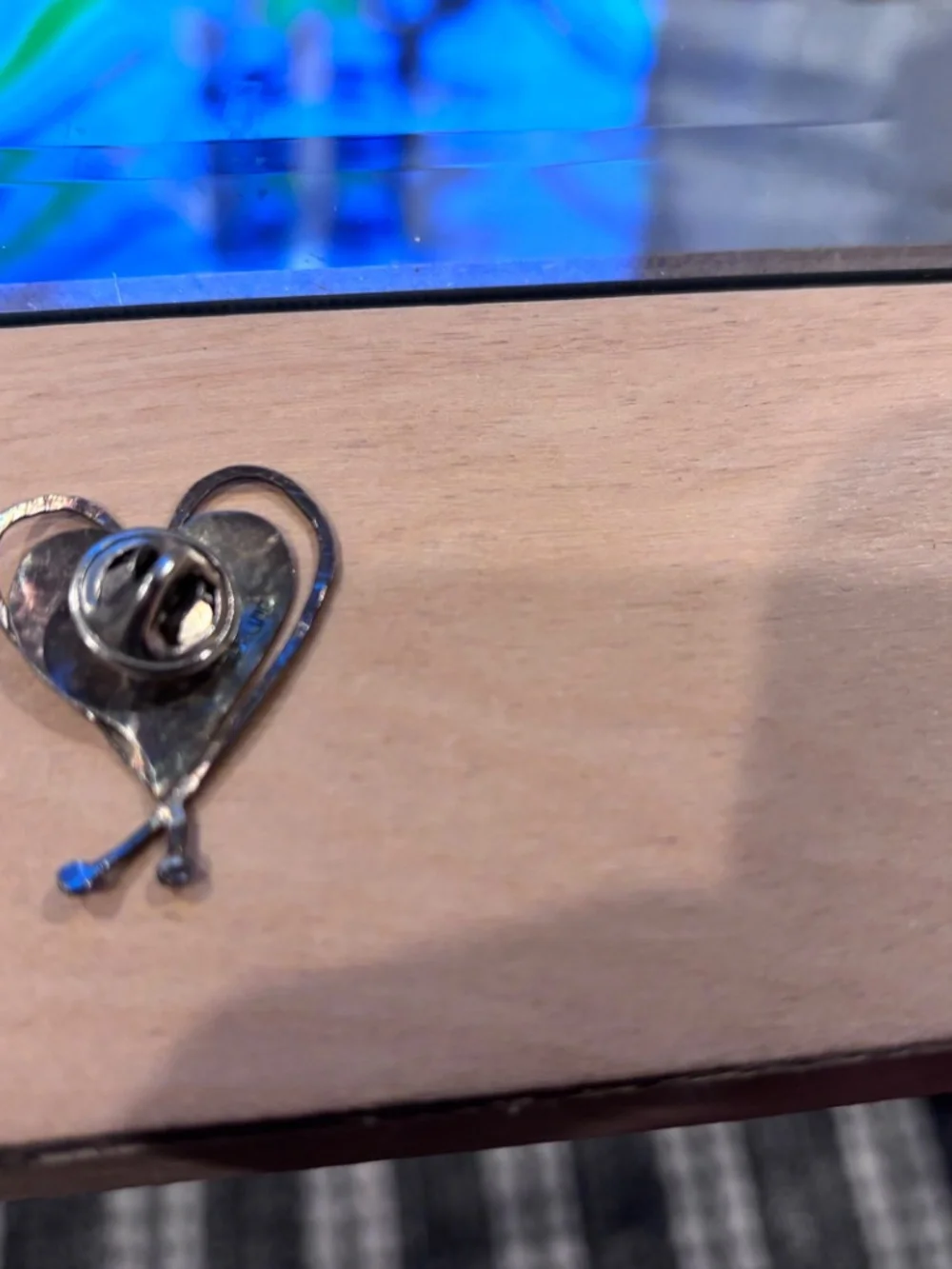 2 vintage Donna Burdick double heart sterling silver pins
